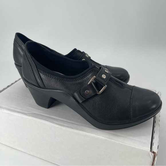 NWOB Romika Black Leather Slip On Heels Size 7/7.5 - Picture 3 of 8